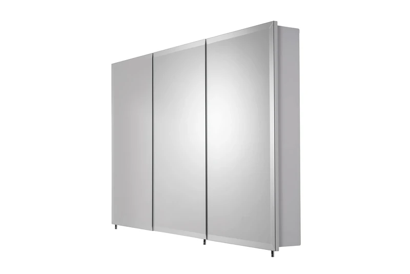 Croydex Burwell Bathroom Cabinet with Mirrored Doors - 3 Door Storage Unit with 2 Adjustable Shelves, 110 Degree Wide Angle Hinges and a Hang 'N' Lock Easy Install System, 76x122x13cm (White Steel)