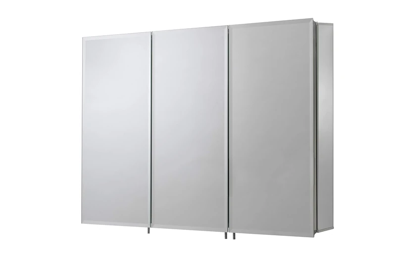Croydex Kennet Bathroom Cabinet - 3 Door Storage Unit with 9 Adjustable Glass Shelves, 165° Wide Angle Hinges and can be Recessed or Surface Mounted, 76 x 91.5 x 13cm (Aluminium Carcass) - Image 1