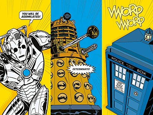 Doctor Who "Comic Sections Canvas Print, Multi-Colour, 60 x 80 cm