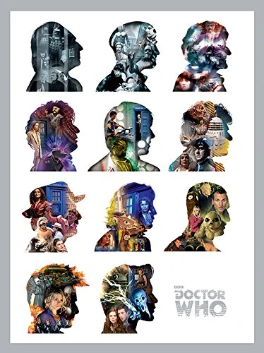 Doctor Who "Silhouettes Canvas Print, Multi-Colour, 60 x 80 cm