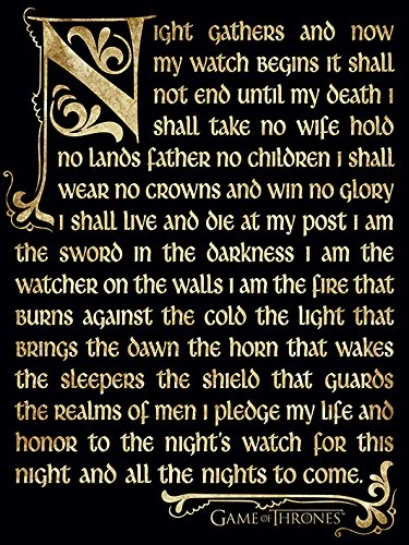 Game Of Thrones "Season 3 - Nightwatch Oath" Canvas Print, Cotton, Multi-Colour, 3.20 x 60.00 x 80.00 cm