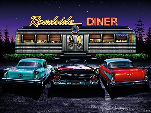 Helen Flint 60 x 80 cm Roadside Diner Canvas Print