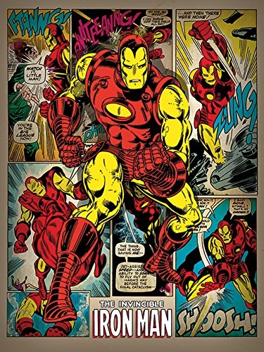 Marvel Iron Man Retro Canvas Print, Multi-Colour, 60 x 80 cm