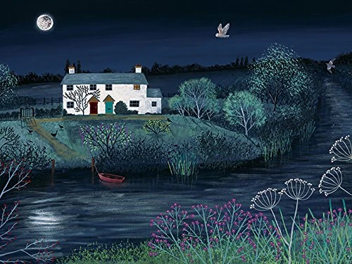 The Art Group "Moon River Jo Grundy Canvas Print, Multi-Colour, 60 x 80 x 1.3 cm