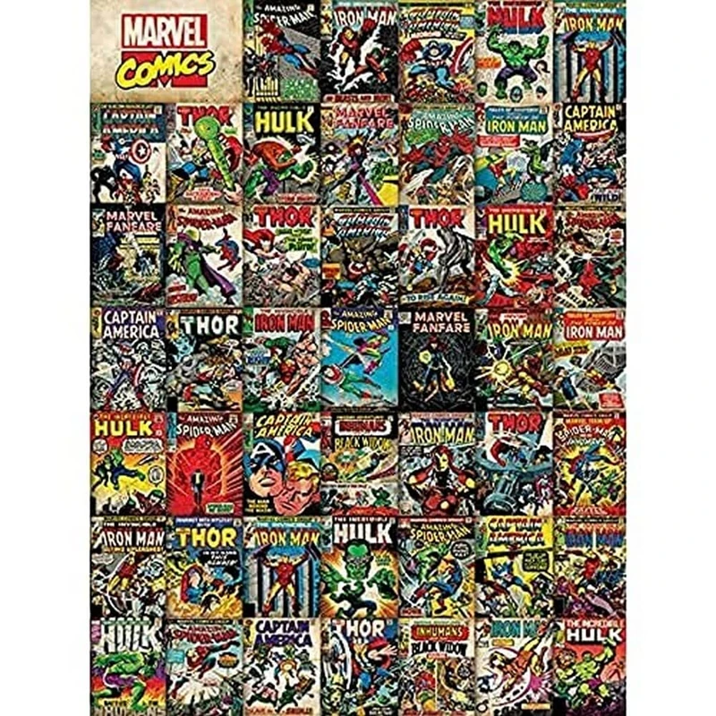 Marvel Comics "Marvel Avengers Covers" Canvas Print, Cotton, Multi-Colour, 3.20 x 60.00 x 80.00 cm