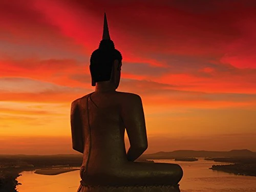 Stuart Meikle Sun Setting Over the Mekong Canvas Print, Multi-Colour, 60 x 80 cm