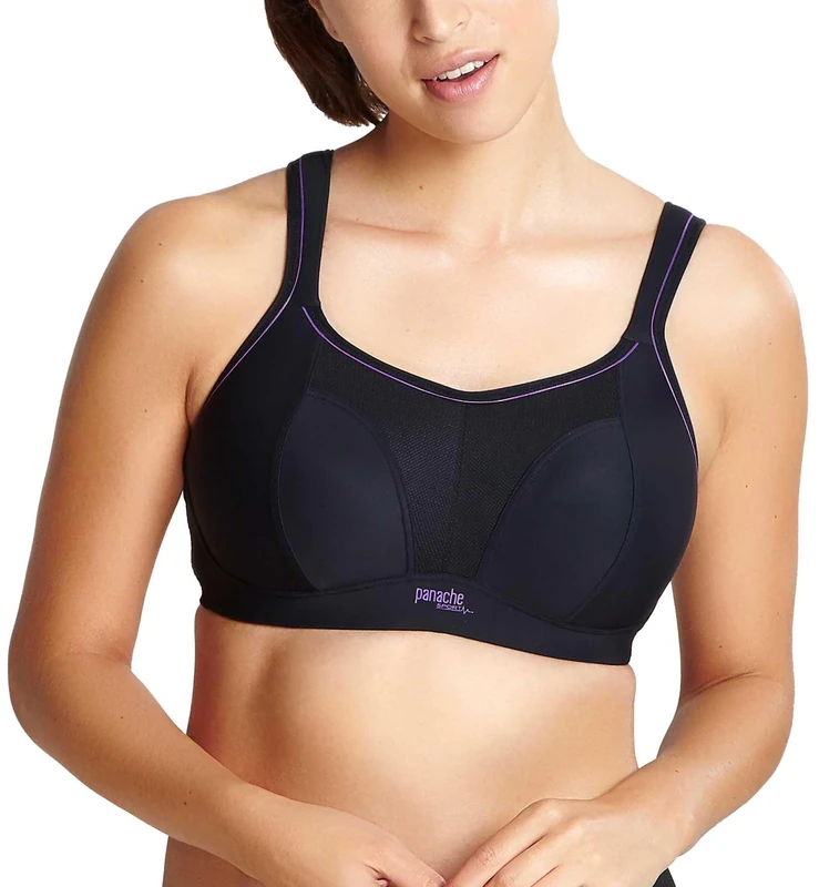 Panache Non-Wire Sports Bra (7341B)- Cranberry, Black, 34F UK