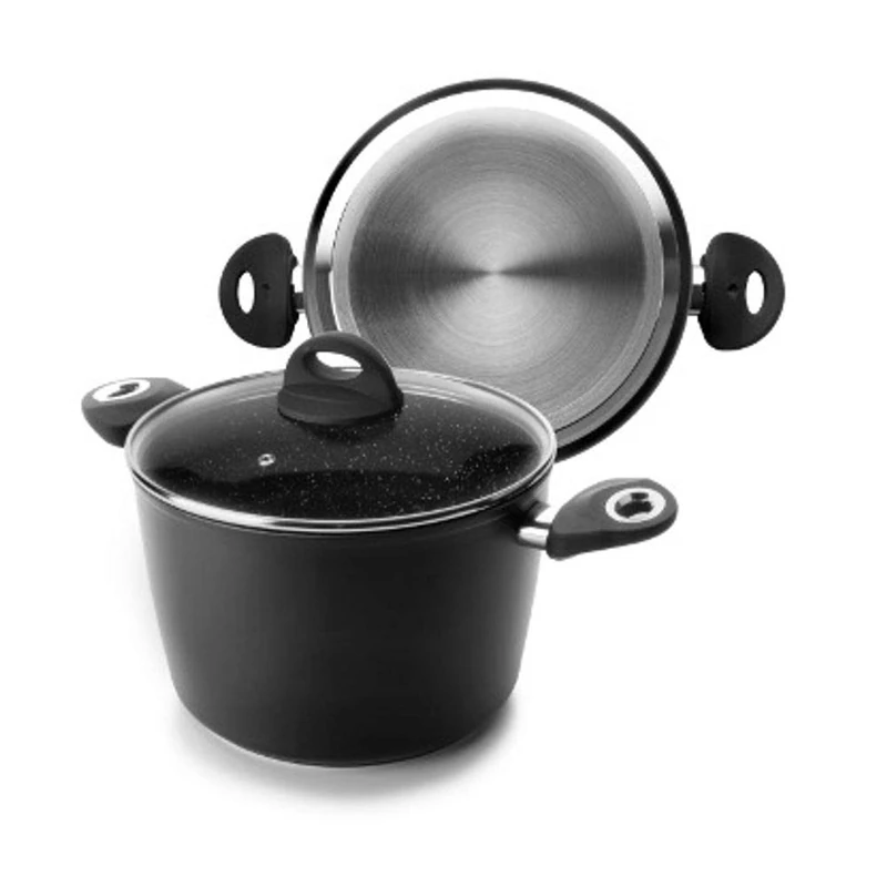 Ibili "Natura Stock Pot with Lid, Black/Transparent, 20 cm, 2-Piece