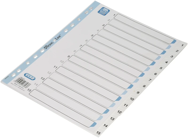Elba Register A4 Polypropylene 100204779 1–15, Cover Sheet with Strong LochverstäRkung-Line, Pack of 15, White