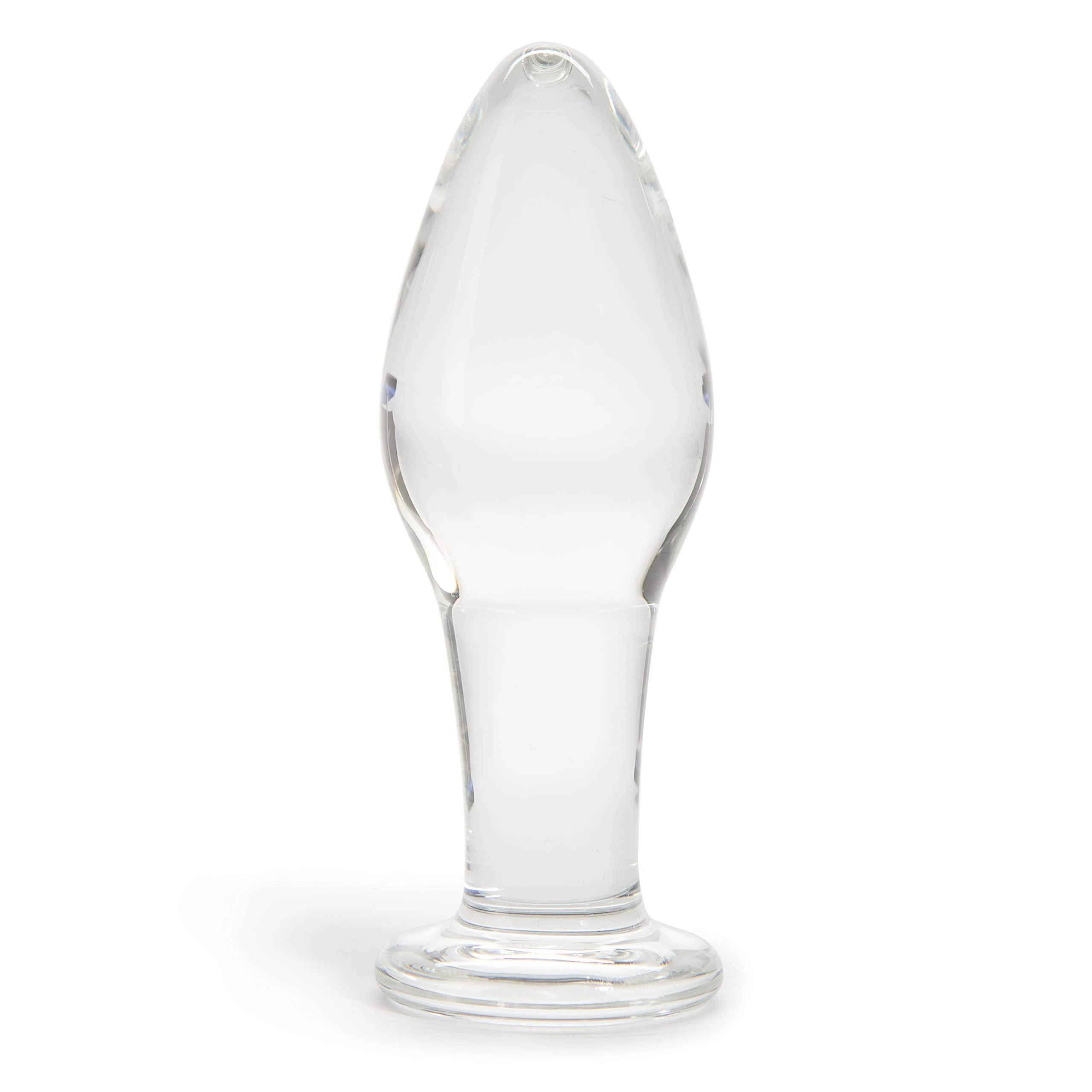 Lovehoney Pure Pleasure Butt Plug - 4 Inch Glass Anal Plug - Tapered Tip with Flared Base - Waterproof - Clear