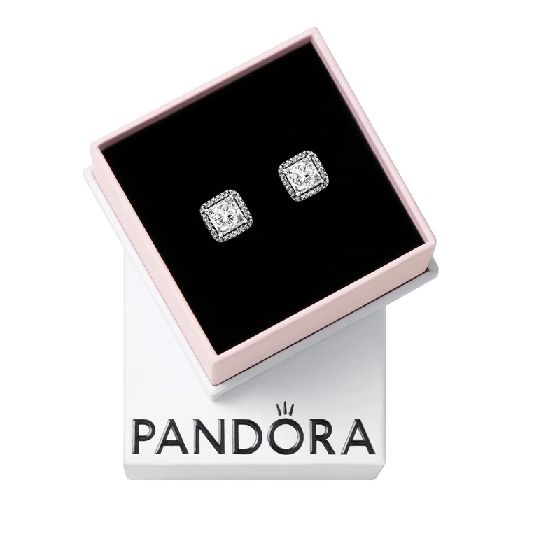 Pandora Quadratischer funkelnder Strahlenkranz Ohrstecker 290591CZ Earrings - Image 1