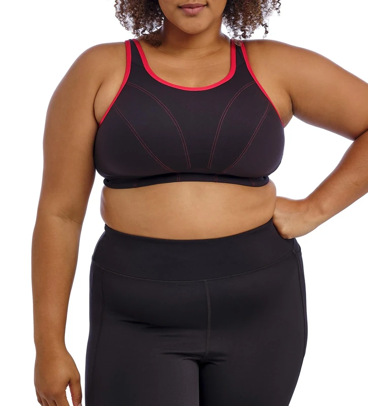 GODDESS Women's Plus Size Wireless Soft Cup Sports Bra, Black, 44I, Black, 44I US