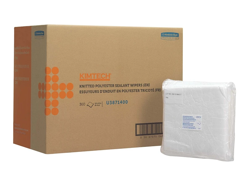 Kimtech Auto Polyester Sealant Wipers, 38714, 30 unfolded, white sheets per pack (box contains 12 packs)