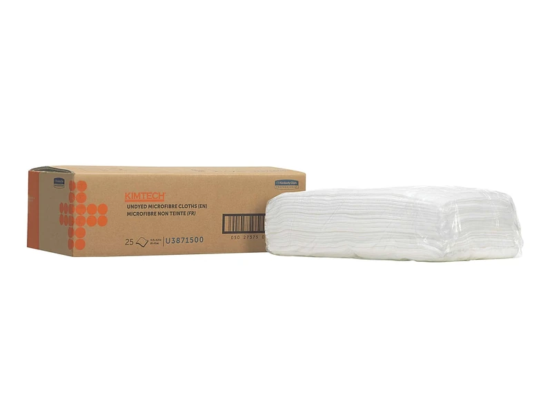 Kimtech Auto Surface Preparation Microfibre Cloths, 38715, 1 x 25 white cloths (box contains 1 pack)