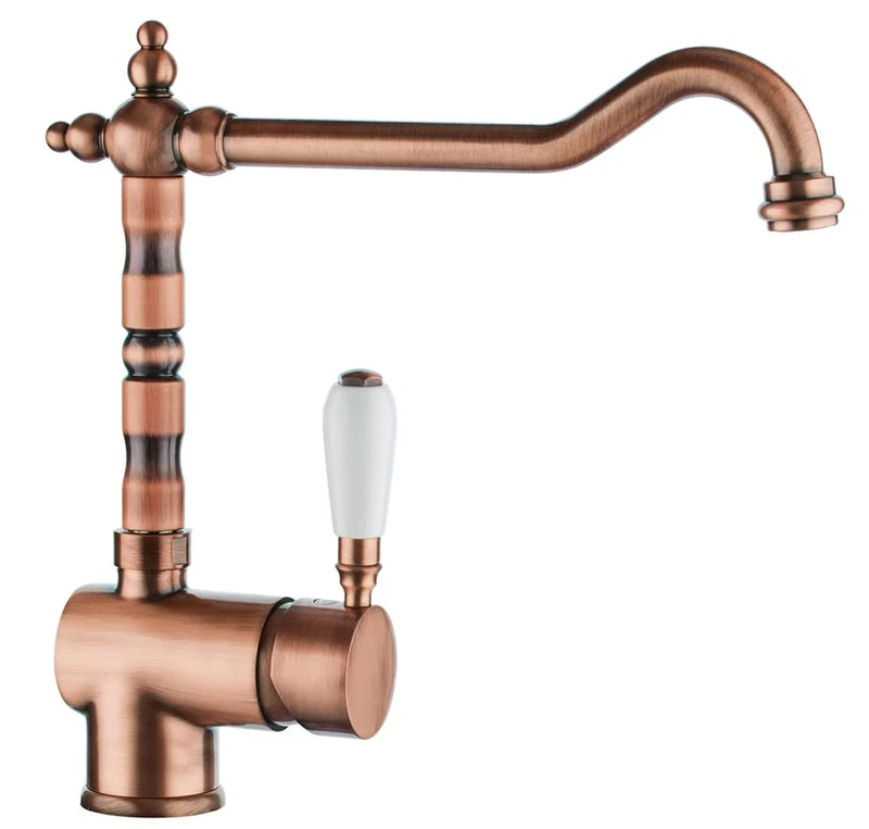 Kitchen Mixer Plados Single Lever MIXOLD Old Fashion with Swivel spout and Side Lever - Antique Copper