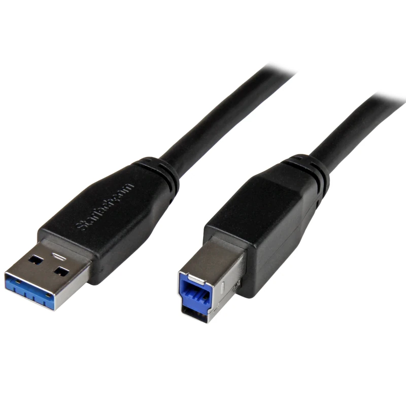 StarTech.com 5m 15 ft Active USB 3.0 USB-A to USB-B Cable - M/M - USB A to B Cable - USB 3.1 Gen 1 (5 Gbps) (USB3SAB5M),Black