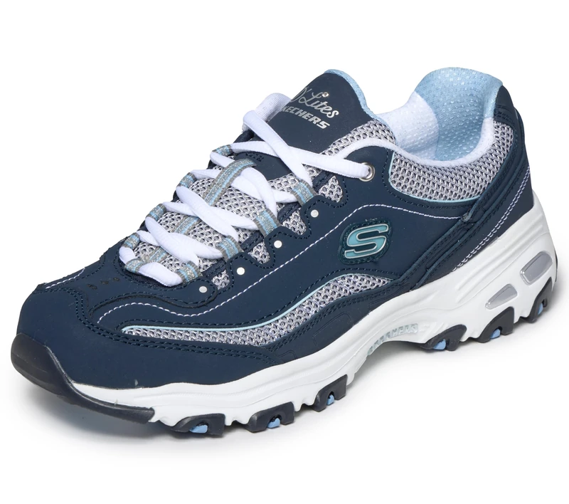 Skechers Women's D'lites biggest Fan Fashion Sneaker, Navy and White, 2 UK X-Wide