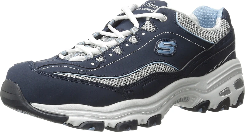 Skechers Women's D'lites biggest Fan Sneaker, Navy and White, 5.5 UK X-Wide