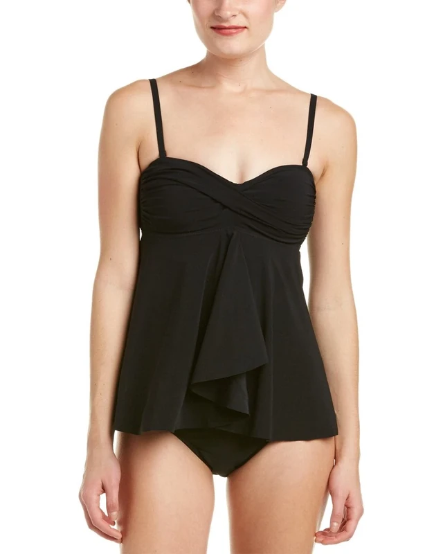 Profile by Gottex Women's Tutti Frutti Bandeau Tankini Top - Black -