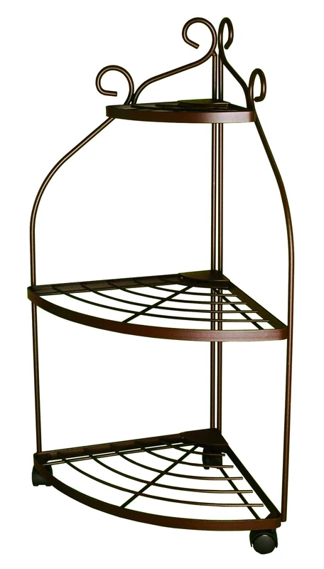 Louis Moulin 526 Corner Plant Shelf with Volute Design Aged Iron Metal 39 x 92 cm