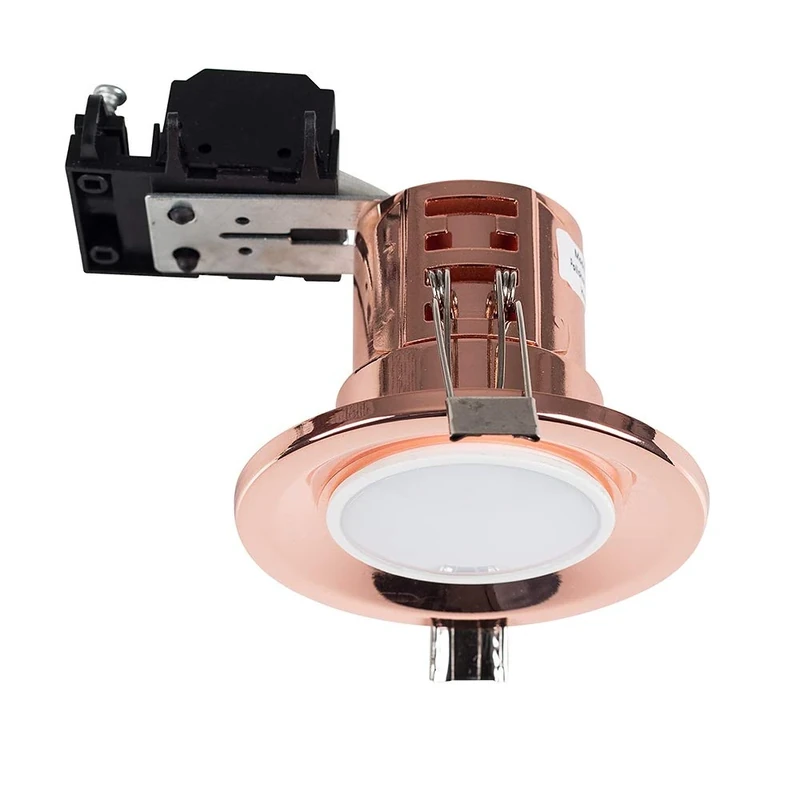MiniSun | Modern Fire Rated Polished Copper Effect GU10 Recessed Ceiling Downlight/Spotlights | Recessed Lighting, Home Décor & Improvement Essential | Pack of 10