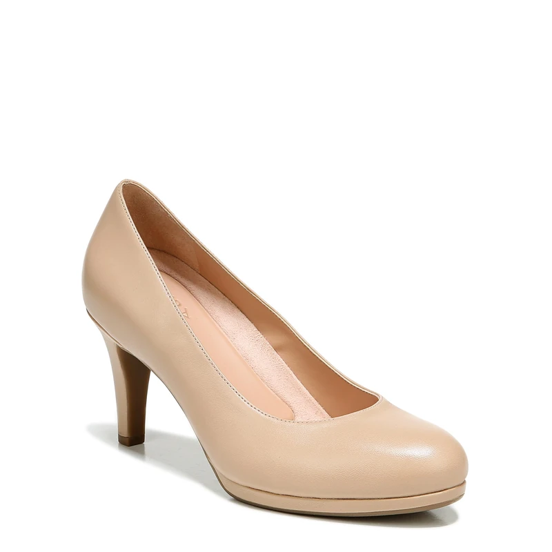 Naturalizer Women's Michelle Classic Pump, Tender Taupe Beige Leather, 8 Wide