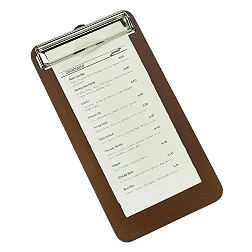 Genware Wooden Clipboard Bill Presenter - Set of 6 - Rustic Wooden Restaurant Bill Presenter for Receipts