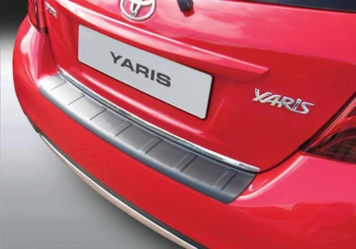 ABS Rear Bumper Protector Compatible with Toyota Yaris 3/5 Door 2014-2017 'Ribbed' Silver
