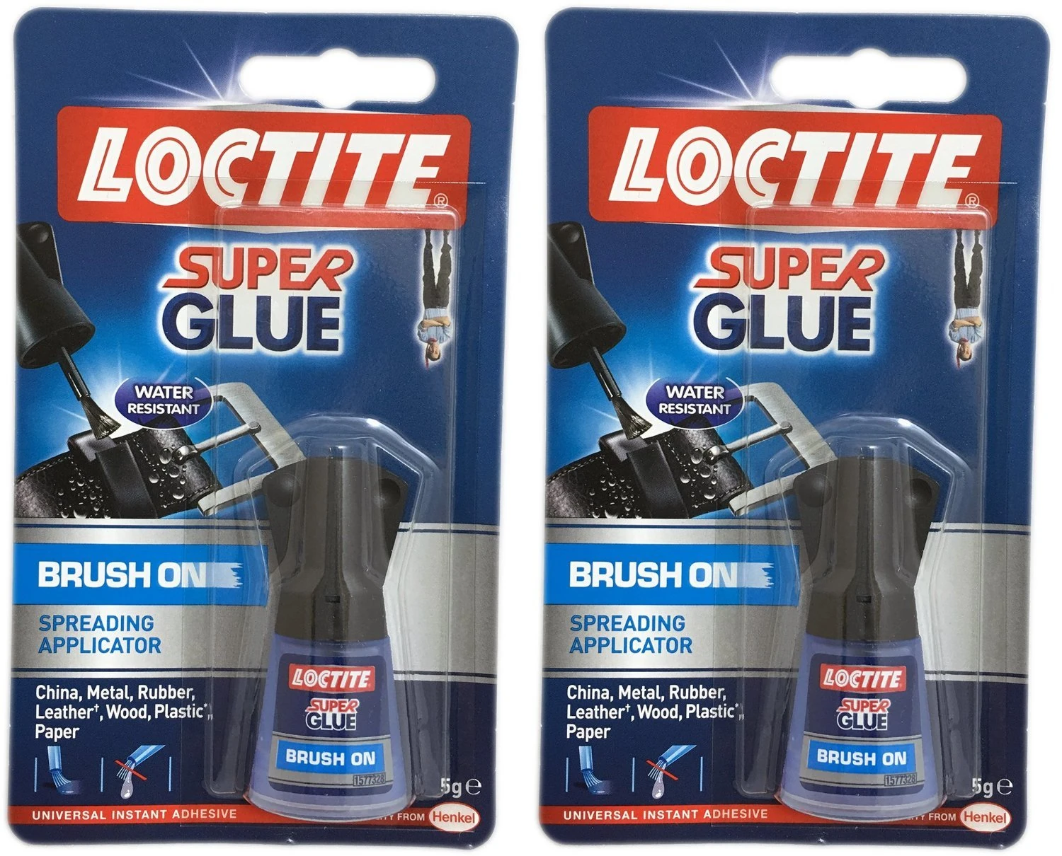 2 x Loctite Instant Super Glue Adhesive Easy Brush On Spreading Applicator 5g