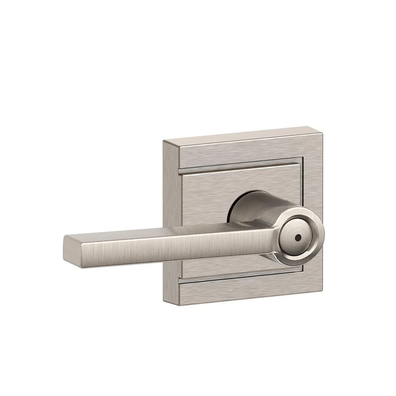 SCHLAGE F40 LAT 619 ULD Latitude Lever with Upland Trim Bed and Bath Lock, Satin Nickel Lock Company