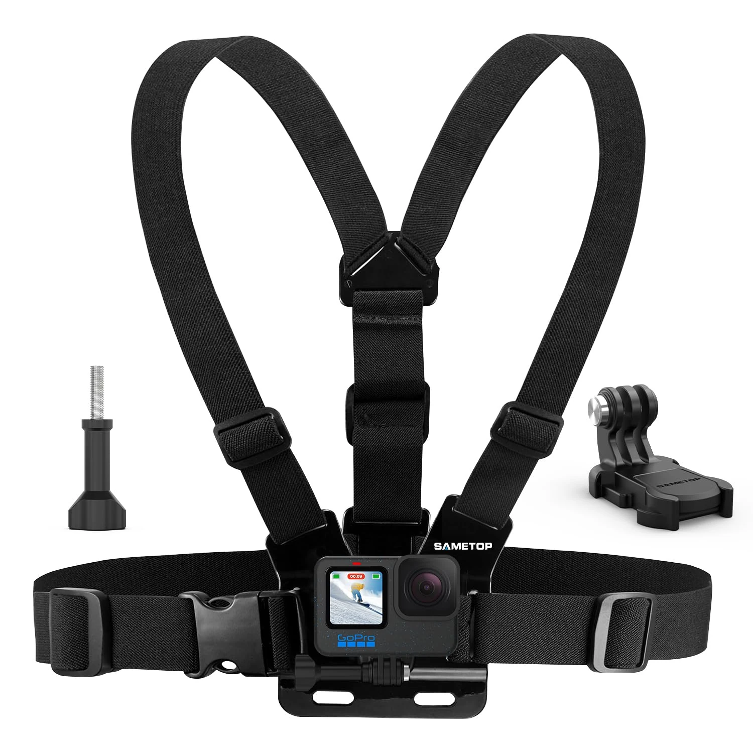 Sametop Chest Mount Harness Chesty Strap Compatible with GoPro Hero 13, 12, 11, 10, 9, 8, Hero 7 Black/Silver/White, 6, 5, 4, Session, 3+, 3, 2, 1, Hero(2018), Fusion, Max, DJI Osmo Action Cameras