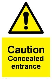 Viking Signs WA5346-A1P-3M "Caution Concealed Entrance" Sign, 3 mm Rigid Plastic, 800 mm H x 600 mm W