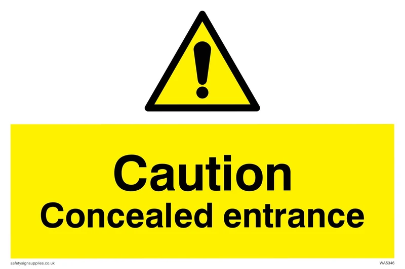 Viking Signs WA5346-A2L-3M "Caution Concealed Entrance" Sign, 3 mm Rigid Plastic, 400 mm H x 600 mm W