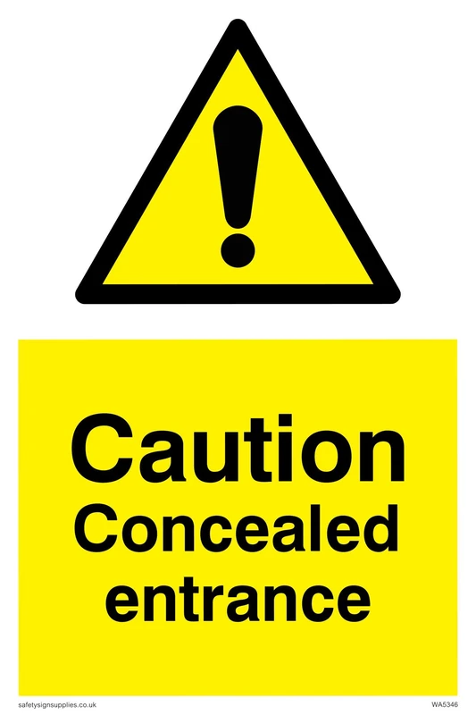 Viking Signs WA5346-A2P-AC "Caution Concealed Entrance" Sign, Aluminium Composite, 600 mm H x 400 mm W