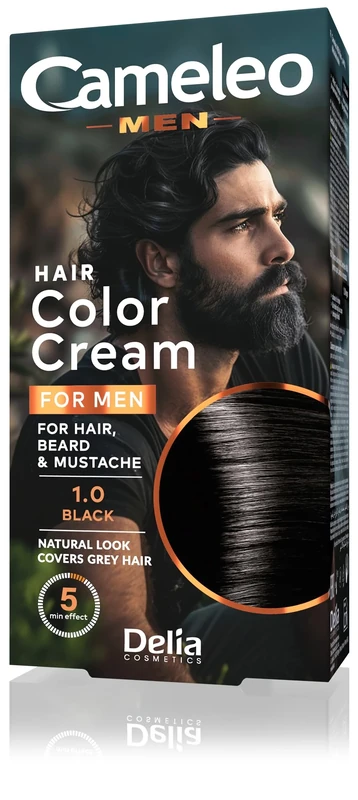 Cameleo Men - Permanent Hair Dye | Black Colour for Hair Beard & Moustache | Natural Colour Effect in 5 Minutes | Cover Grey Hair | Ammonia, PPD, Paraben FREE | 30ml