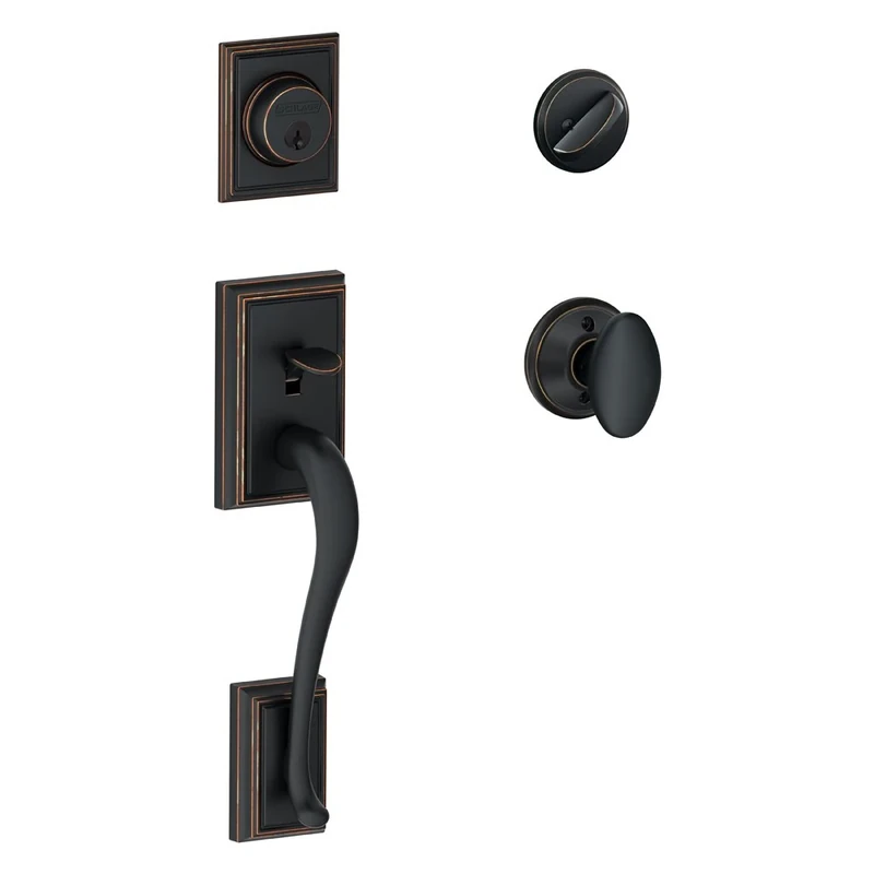 SCHLAGE Addison Single Cylinder Handleset and Siena Knob, Aged Bronze (F60 ADD 716 SIE)
