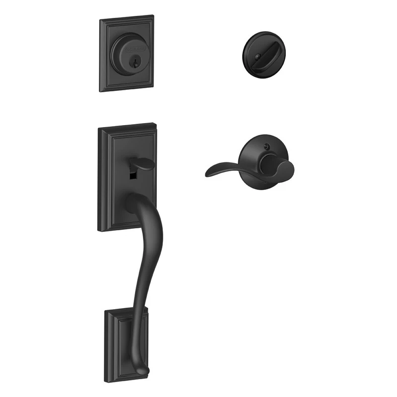 Schlage Addison Single Cylinder Handleset and Right Hand Accent Lever, Matte Black (F60 ADD 622 Acc RH) - Image 1