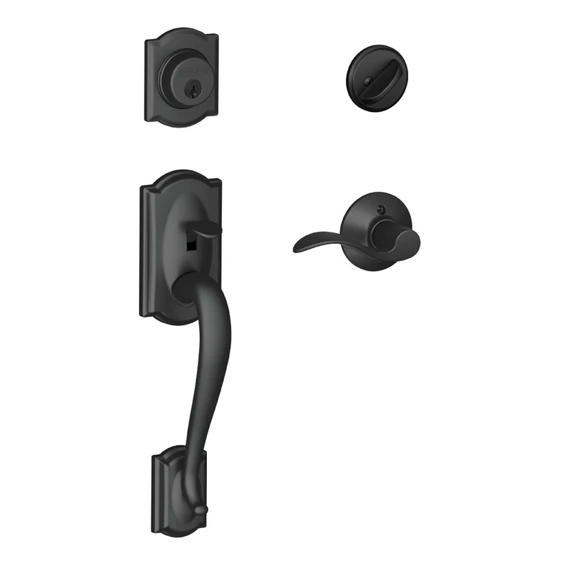 SCHLAGE Camelot Single Cylinder Handleset and Right Hand Accent Lever, Matte Black (F60 CAM 622 Acc RH) Lock Company