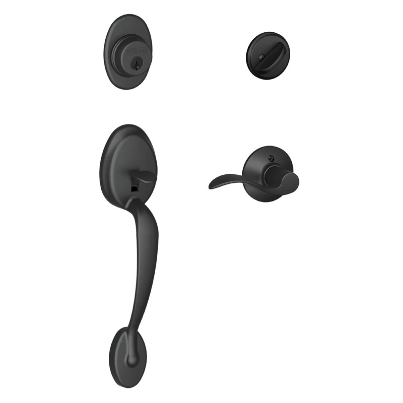 SCHLAGE Plymouth Single Cylinder Handleset and Right Hand Accent Lever, Matte Black (F60 PLY 622 Acc RH)