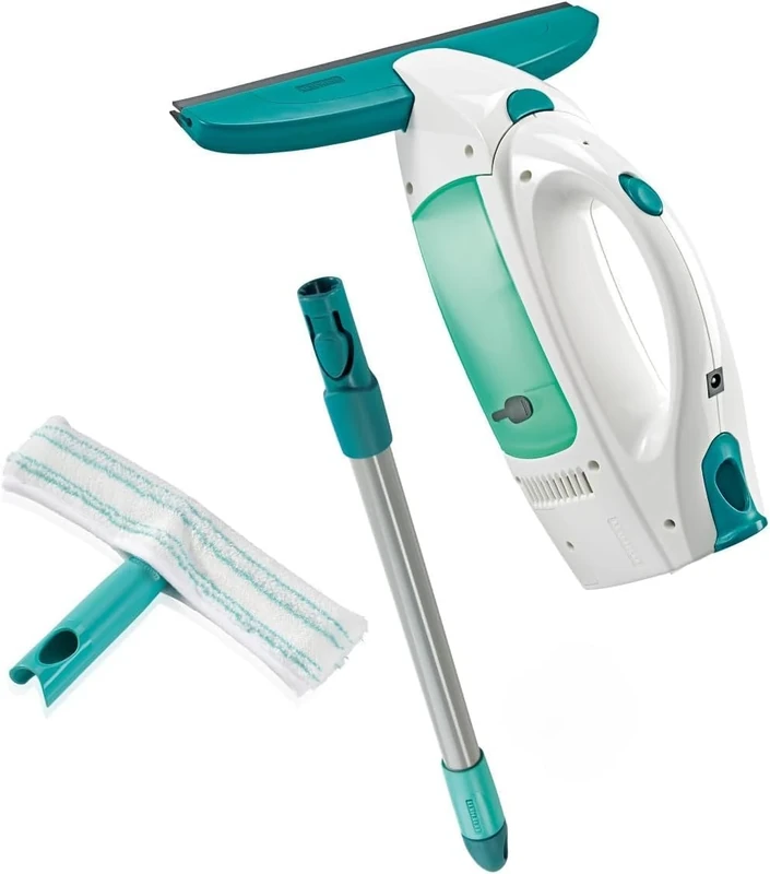 Leifheit Dry and Clean Window Vacuum Cleaner Set with Handle and Washers, Window Cleaning Kit with up to 35 Minutes of Power, Electric Window Cleaner