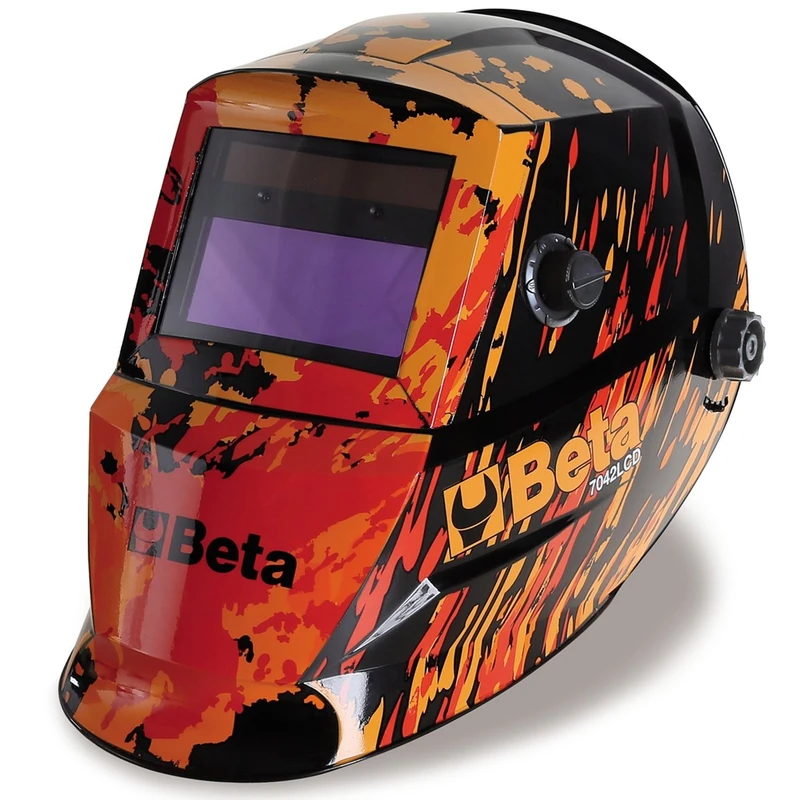 BETA 7042LCD LCD Welding Mask with Automatic Darkening, Automatic Welding Helmet (High Quality Welding Helmet with UV/IR Protection, Workshop Accessories, Dimensions Viewing Area: 98 x 43 mm), Orange