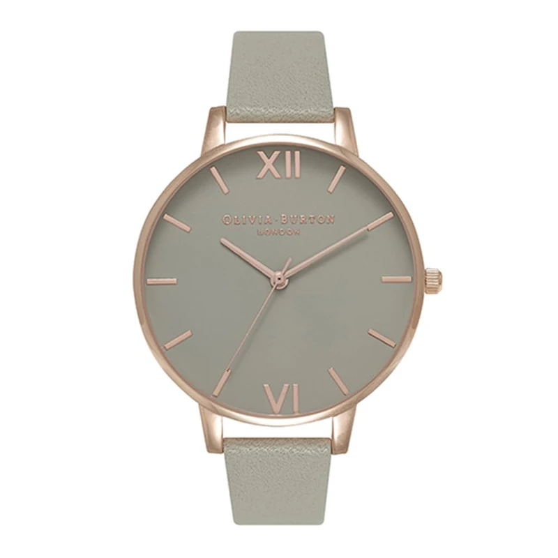 Olivia Burton Analogue Quartz Watch for Women Grey DIAL Collection with Grey Leather Strap - OB15BD61