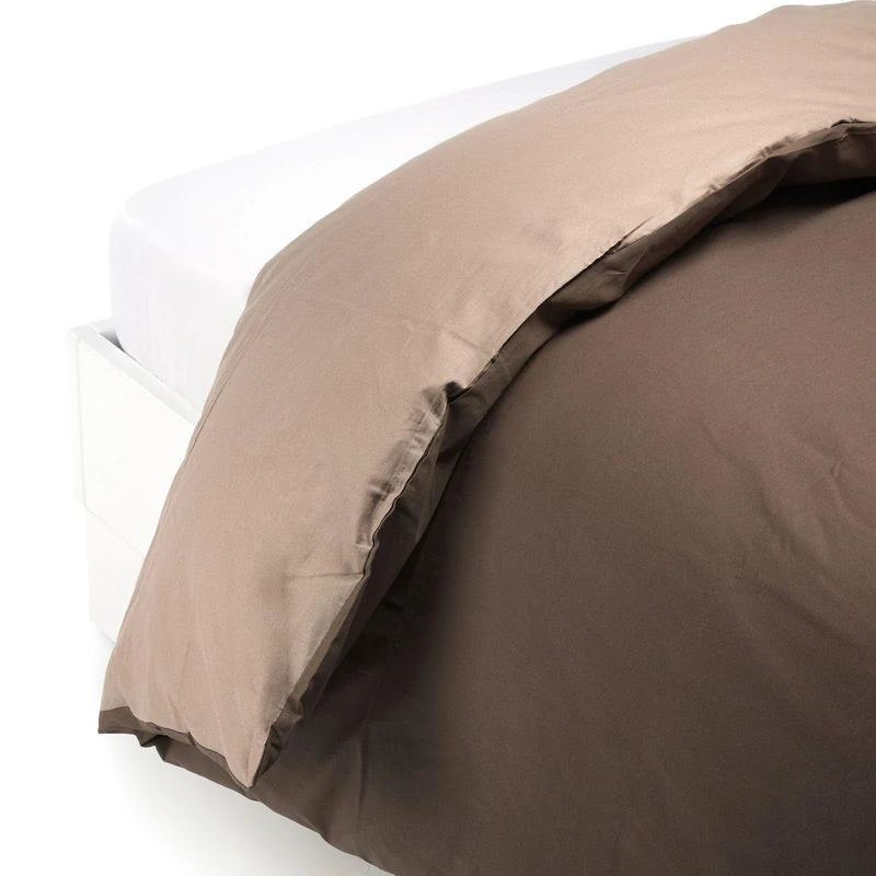 Caleffi 58606 Cotton Solid Color Duvet Cover Set for Double Beds, Moka
