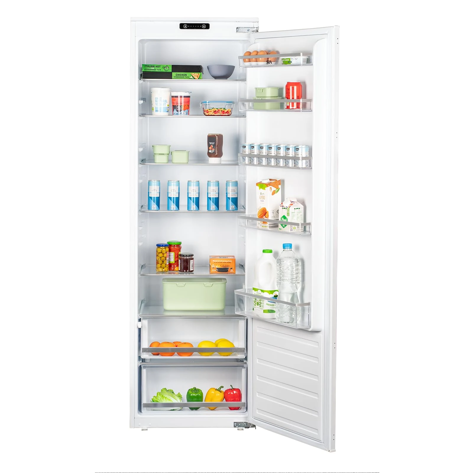 SIA RFI106 304L White Integrated Built In Tall Larder Fridge With Auto Defrost & Metal Back