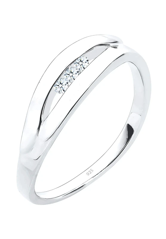 Elli DIAMONDS Ring Women Classic Trio Diamond (0.09 ct.) in 925 Sterling Silver