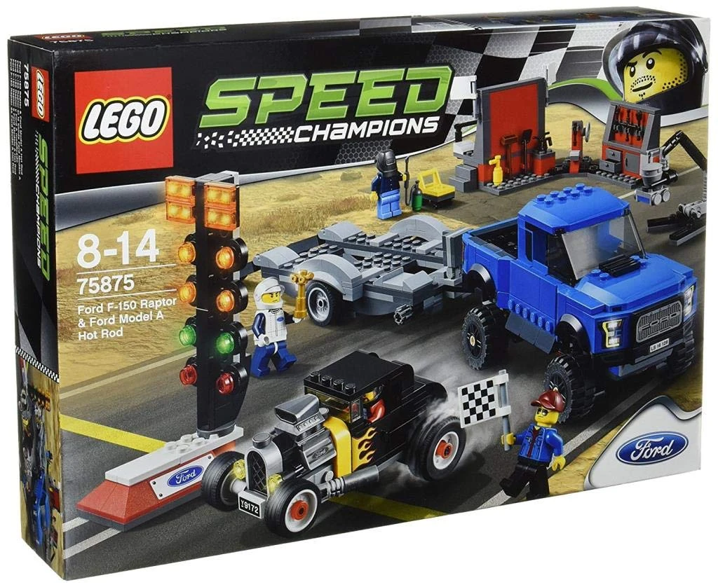 LEGO Speed Champions Ford F-150 Raptor and Ford Model A Hot Rod Building Set (Multi-Colour)