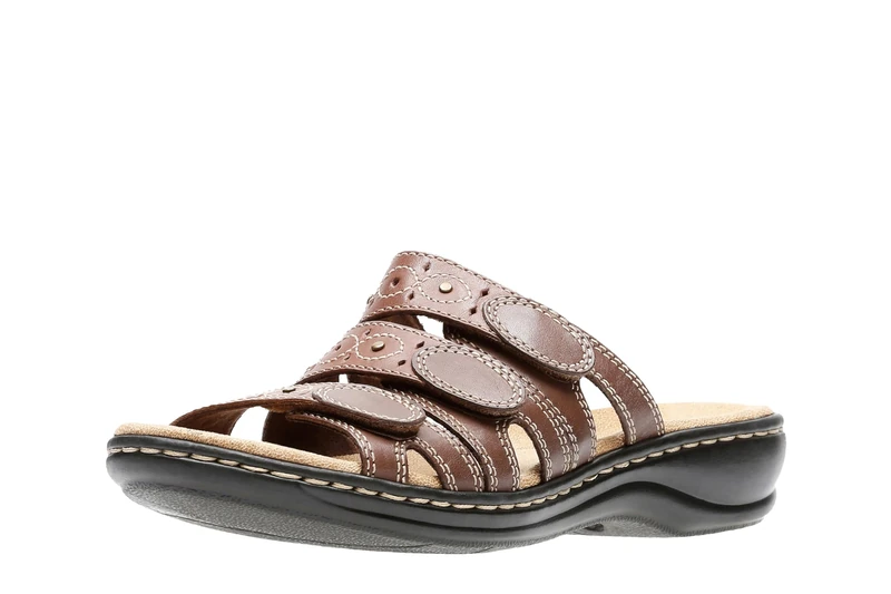 CLARKS Women's Leisa Cacti Slide Sandal, Brown-Multi, 2.5 UK