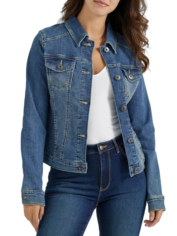 Wrangler Authentics Women's Stretch Denim Jacket, Weathered, Medium