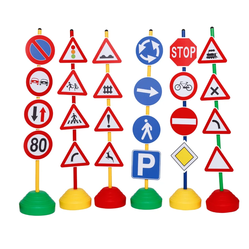 italveneta Teaching 036 – Set 24 Road Signs with Stand Base, Plastic