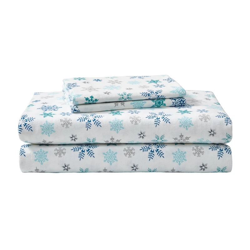 Eddie Bauer - Twin Sheet Set, Warm Breathable Cotton Flannel Bedding with Deep Pockets, Brushed for Extra Softness, Cozy Home Decor, Oeko-Tex Certified (Tossed Snowflake, Twin)